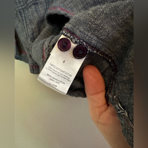 Hatley dark chambray short sleeve cotton button down cars shirt Size 4T - Picture 5 of 5